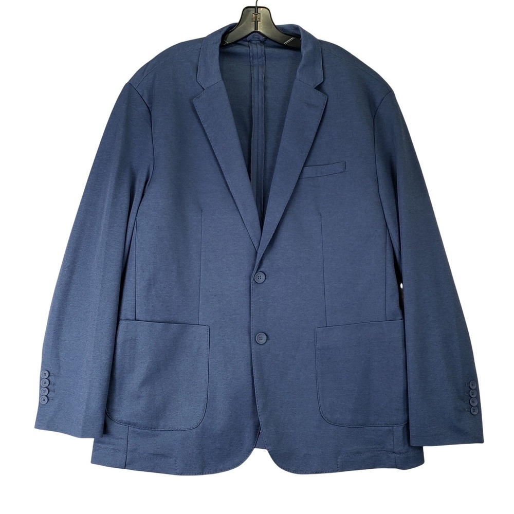 Giasone Knit Unstructured Blazer Mens XL Blue Two Button Jacket Smart Casual